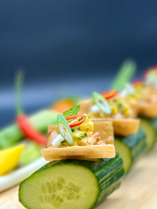 WonTon Tiny Taco - Tiny Taco BK crab on a cucumber